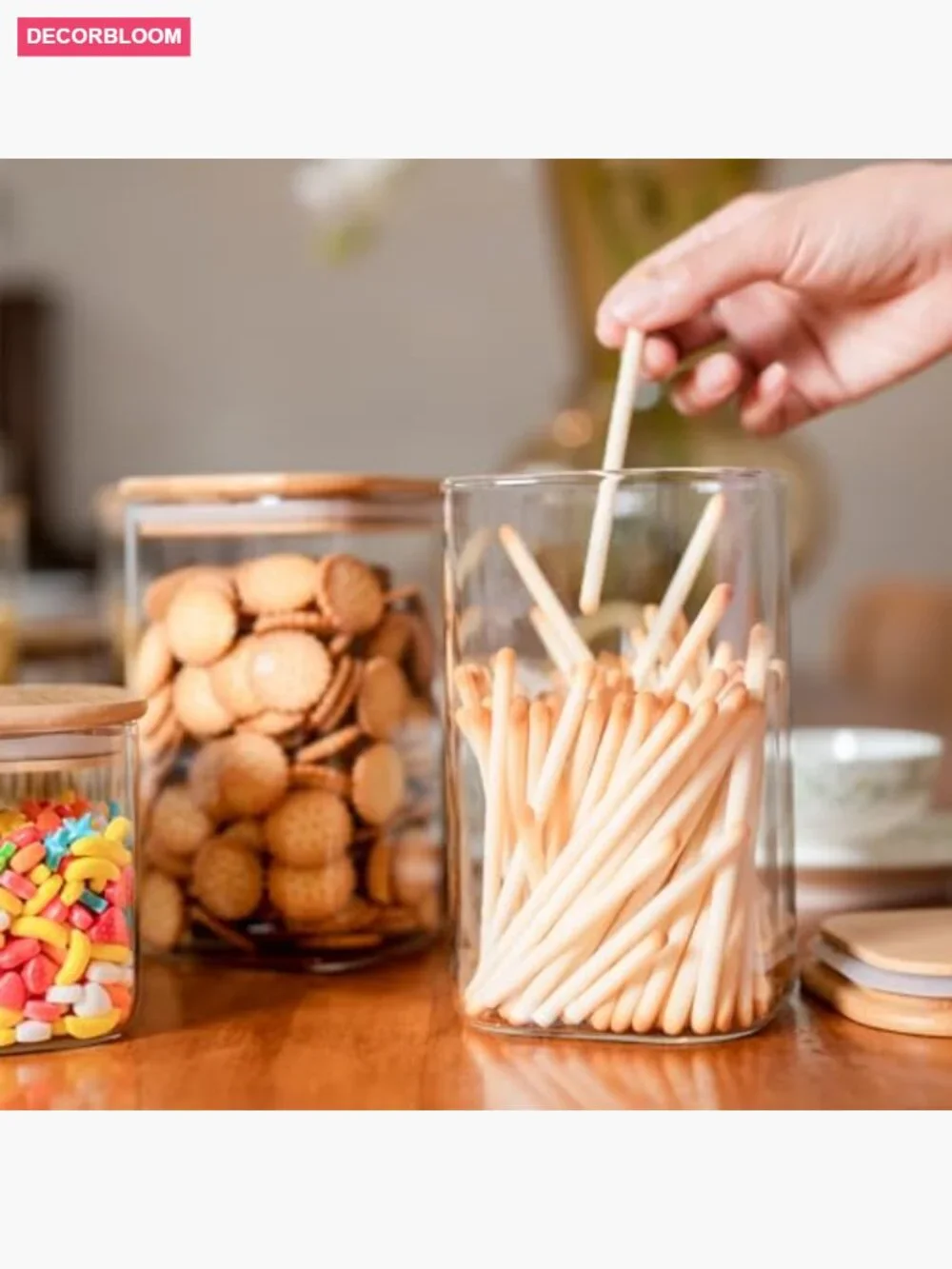 37 oz Glass Food Storage Jars Set of 6 Airtight Bamboo Lid